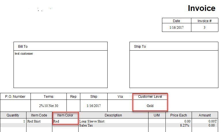 Custom Fields in QuickBooks 10 custom invoice