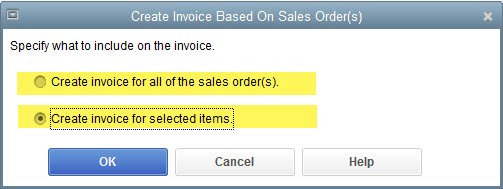 QuickBooks Invoice from Several Sales Orders