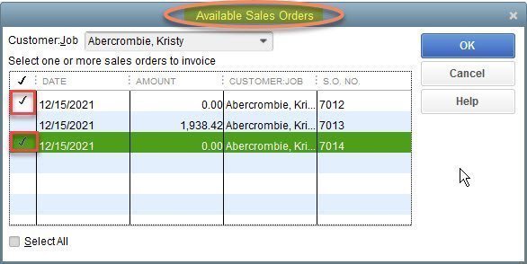Select Sales Orders
