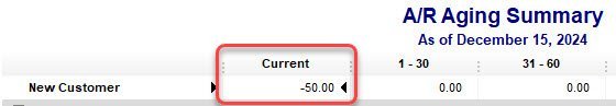 Customer Credit in QuickBooks 7 AR 50 credit 1