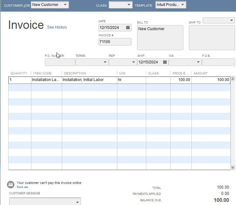Customer Credit in QuickBooks 8 Second Invoice