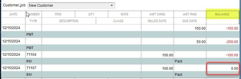 Customer Credit in QuickBooks 13 Customer Balance