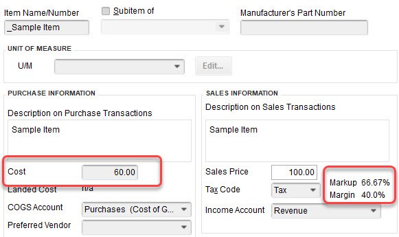 Automatic Price Updates in QuickBooks 5 Lower Markup