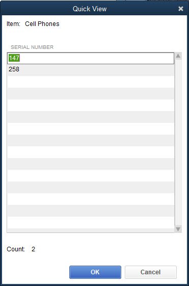 Serial and Lot Numbers in QuickBooks 19 Quick View