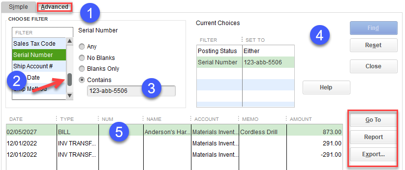 Find Serial Numbers in QuickBooks 3 Find Serial Numbers in QuickBooks