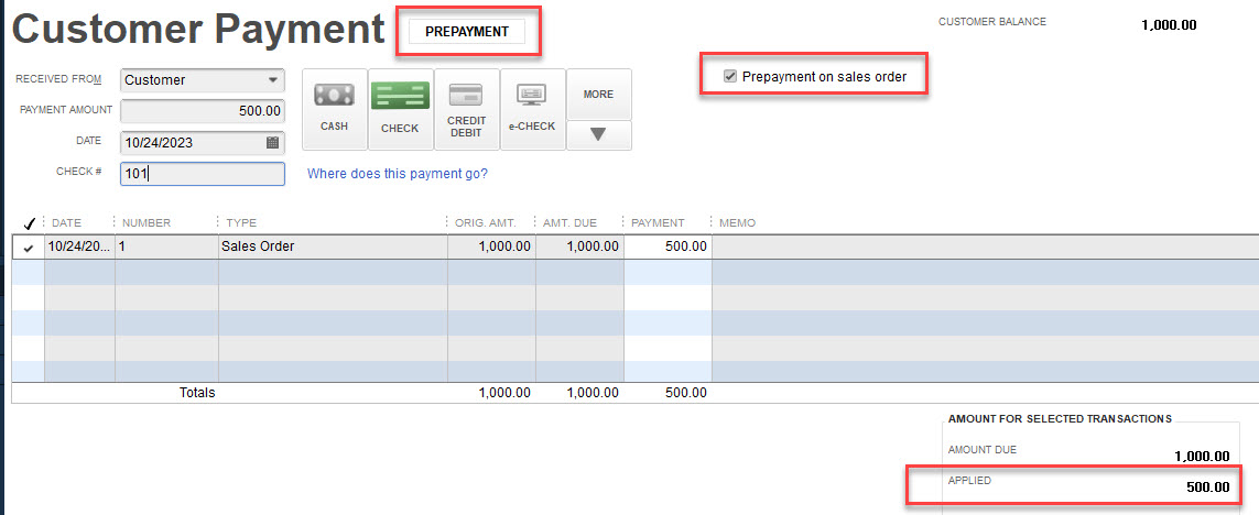 Prepayments on Sales Orders 7 Customer Payment