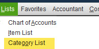 Item Categories in QuickBooks 3 Category List Menu Option