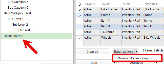 Item Categories in QuickBooks 6 Recategorize Items