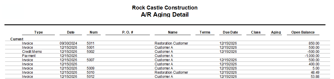 Print QuickBooks Reports with Grid Lines 3 Grid Lines on A/R Aging Detail Report.