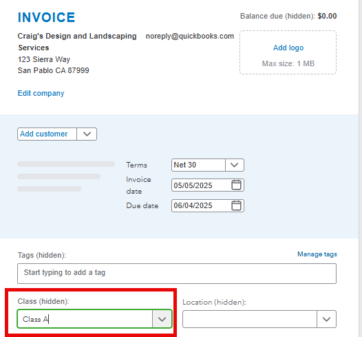 Classes in QuickBooks Online 9 Classes in QuickBooks Online. An invoice with classes.